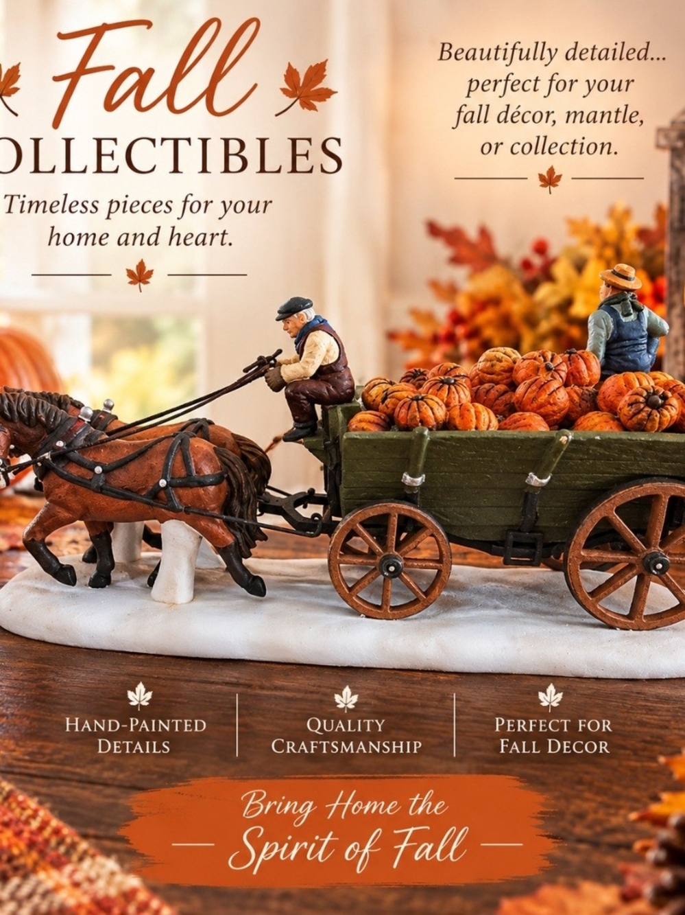 Department 56 Hand-Painted Pumpkin Wagon - Green & Orange